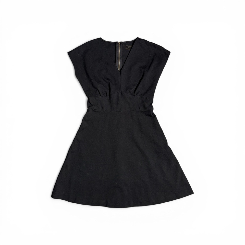 Kate Spade Little Black Dress V-Neck Stretch Fit-and-Flare Mini Small 4 6
